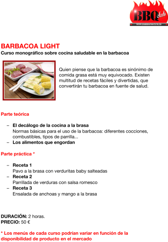 CURSO MONOGRÁFICO DE BARBACOA SALUDABLE "BARBACOA LIGHT"
